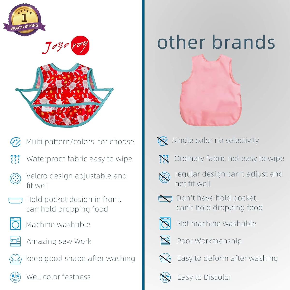 Waterproof Smock Feeding Bibs for Babies