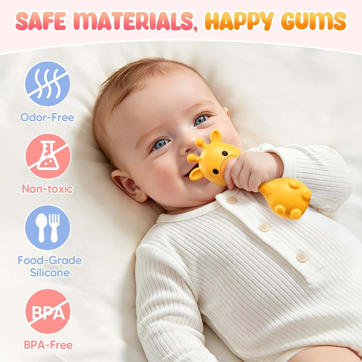 Giraffe-Shaped Baby Teething Rattle Toy