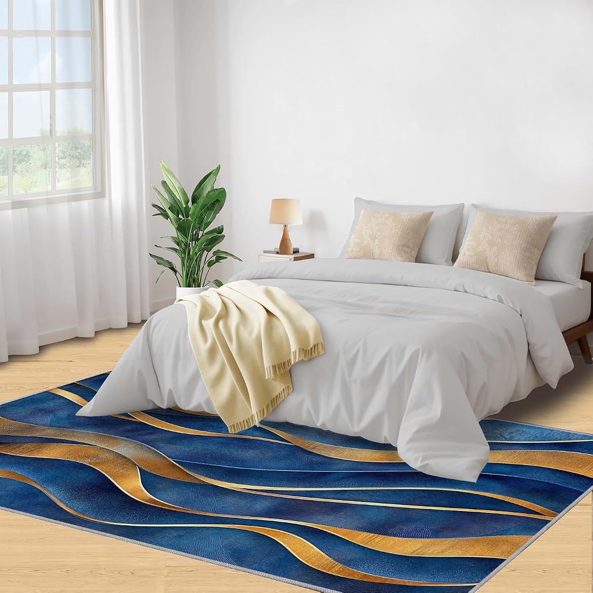 Hygiuid Abstract Waves Area Rug 4x5 Rectangular Low-Pile (photo 4)