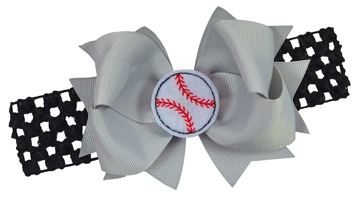 Funny Girl Designs Baseball Team Fan Bow And Crochet Headband Fits Newborn To Toddlers
