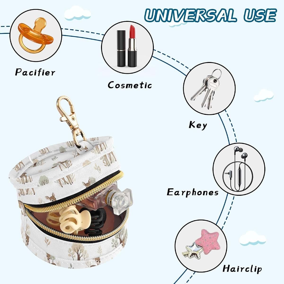 Baby Pacifier Holder Case With Clip Round