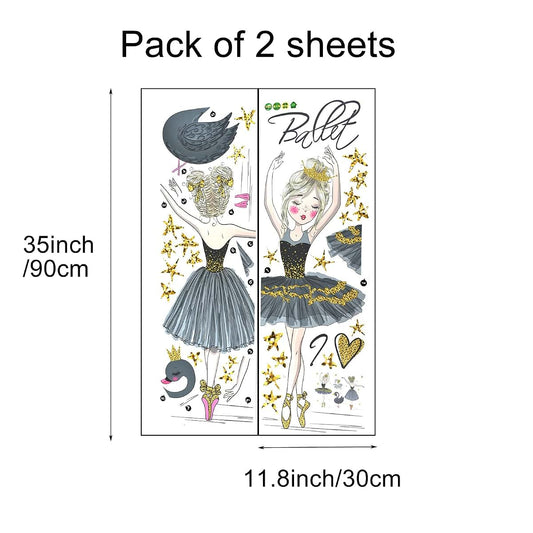 Pinenjoy Ballet Dancing Girl Wall Decals Removable Vinyl Stickers
