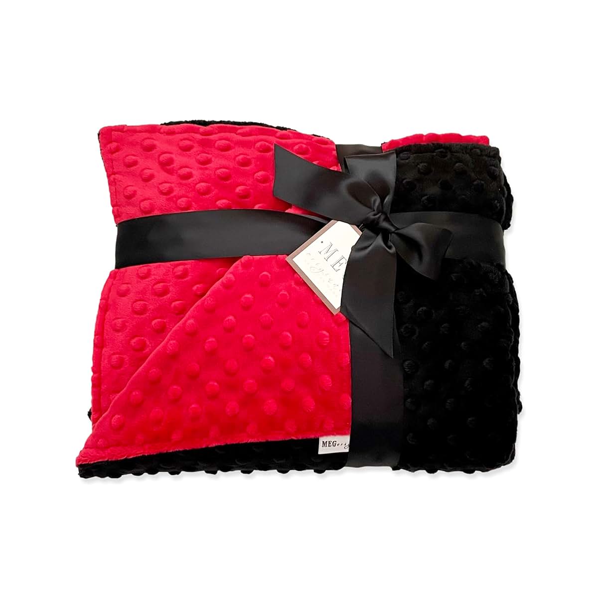 MEG ORIGINAL Red & Black Minky Dot Baby Crib Blanket, Unisex/Gender Neutral, 2327