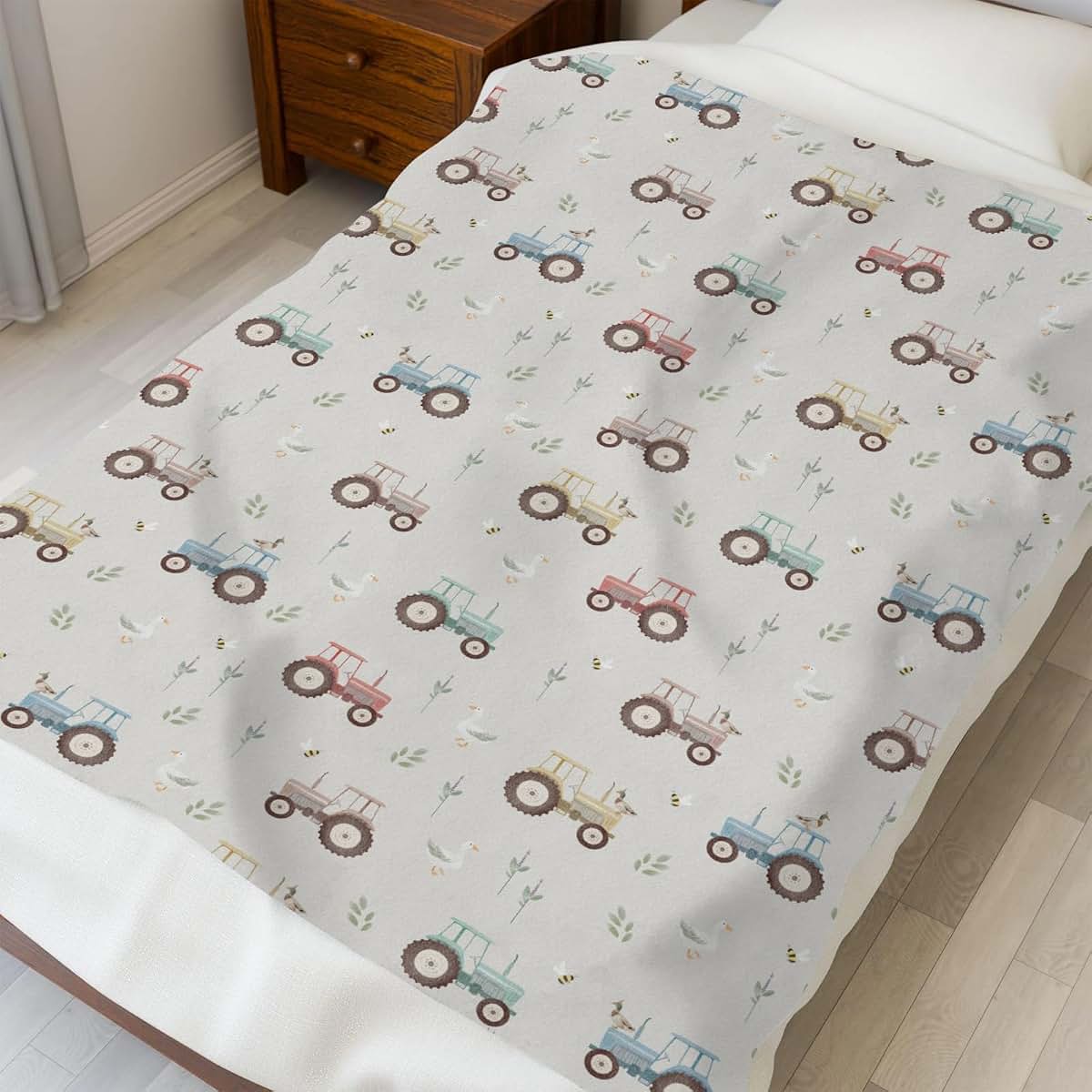Selgkds Pastel Farm Trucks Meadow Baby Blanket (photo 4)