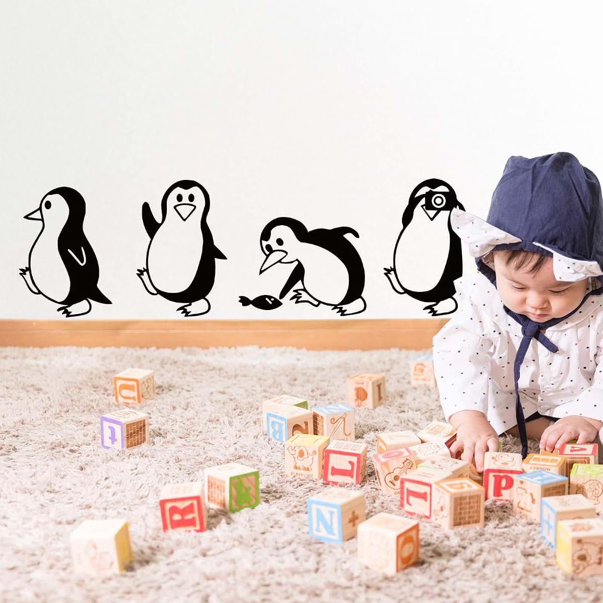 Cute Penguin Removable Vinyl Wall Decal Art for Nursery and Kids' Bedrooms