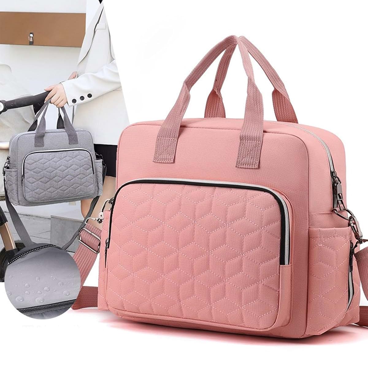 Jiahesuw Large Diaper Bag With Shoulder Straps In Sky Blue (photo 4)