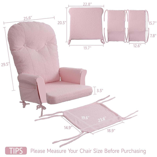Boshen 5-Piece Glider Rocker Replacement Cushions With Ottoman Cover, Pink (photo 2)