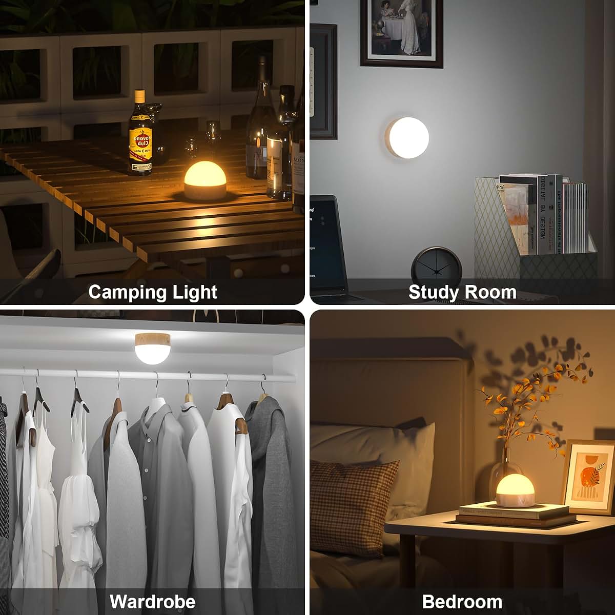Kintion Portable Night Light, Rechargeable Dimmable 8 Color LED Lamp