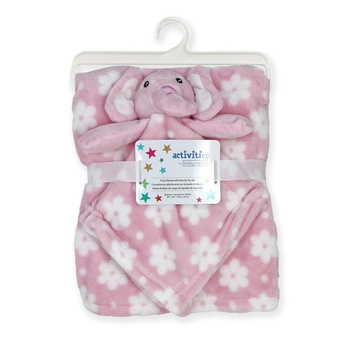 Baby Mode Boys and Girls Baby Blanket and Pink Elephant Lovey Nunu Gift Set (photo 2)
