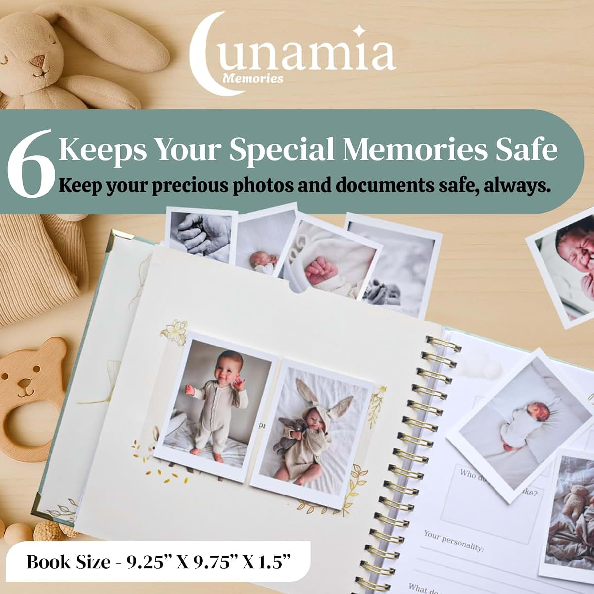 Lunamia Memories Baby Memory Book And Keepsake Journal In Green (photo 4)