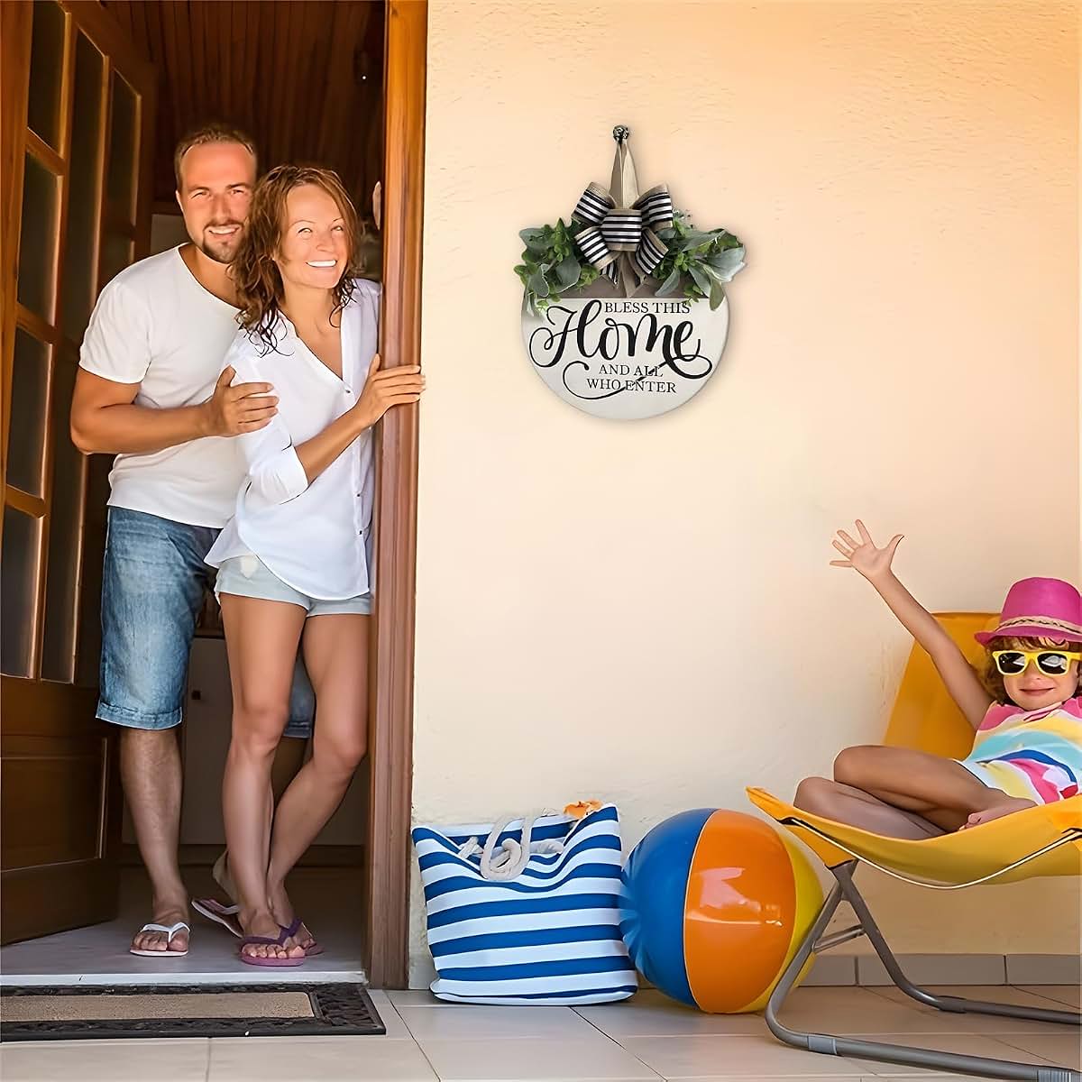 IKJH Little Man Cave Sign for Boys Baby Boy Nursery Decor Kids Room Football Door Hanger Wooden Round Wall 8" Round (photo 4)