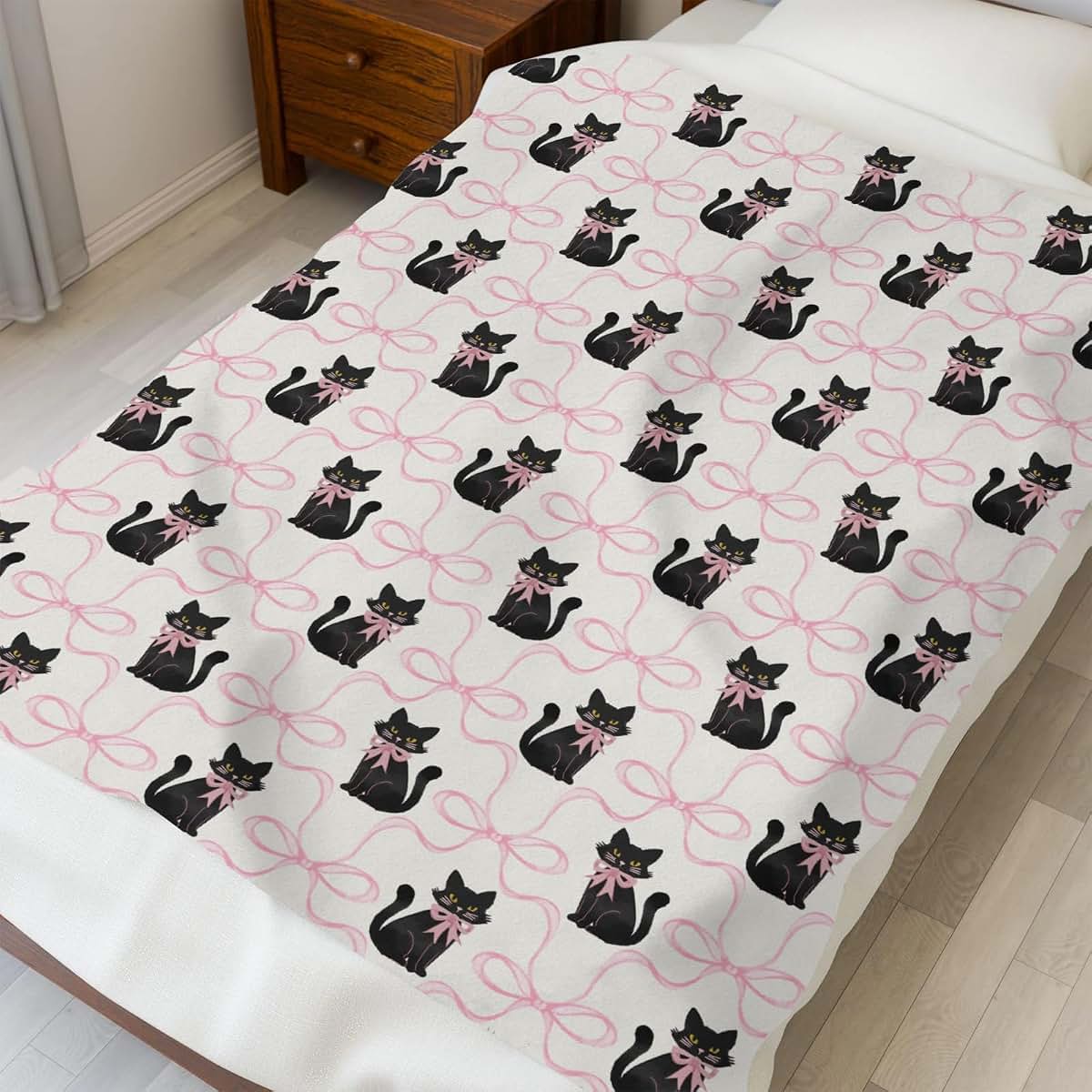 Selgkds Halloween Black Cats Pink Bows Baby Blanket 40x50 Inch (photo 4)