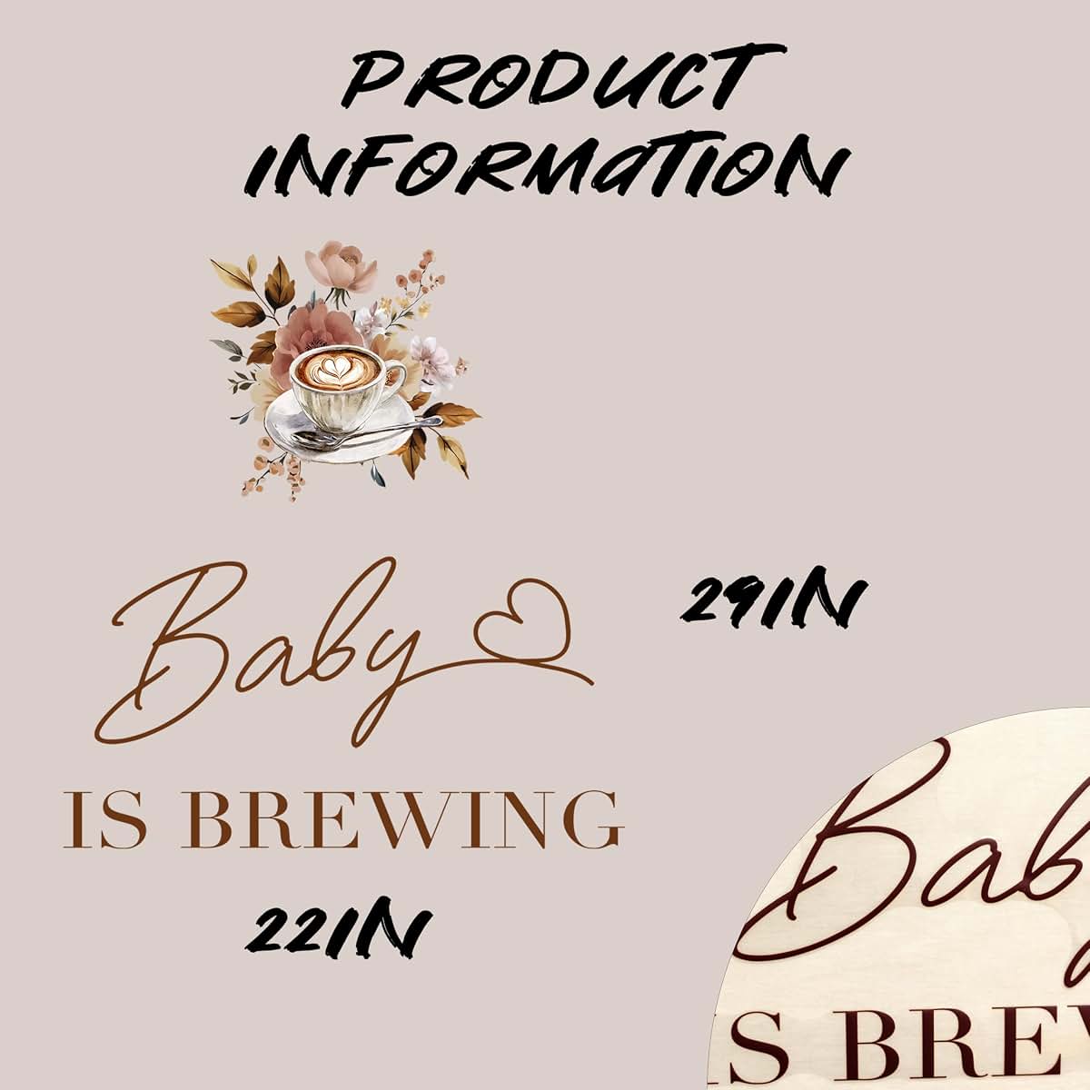 Upfrist Baby Is Brewing Wall Decal With Rose Gold Floral Accents