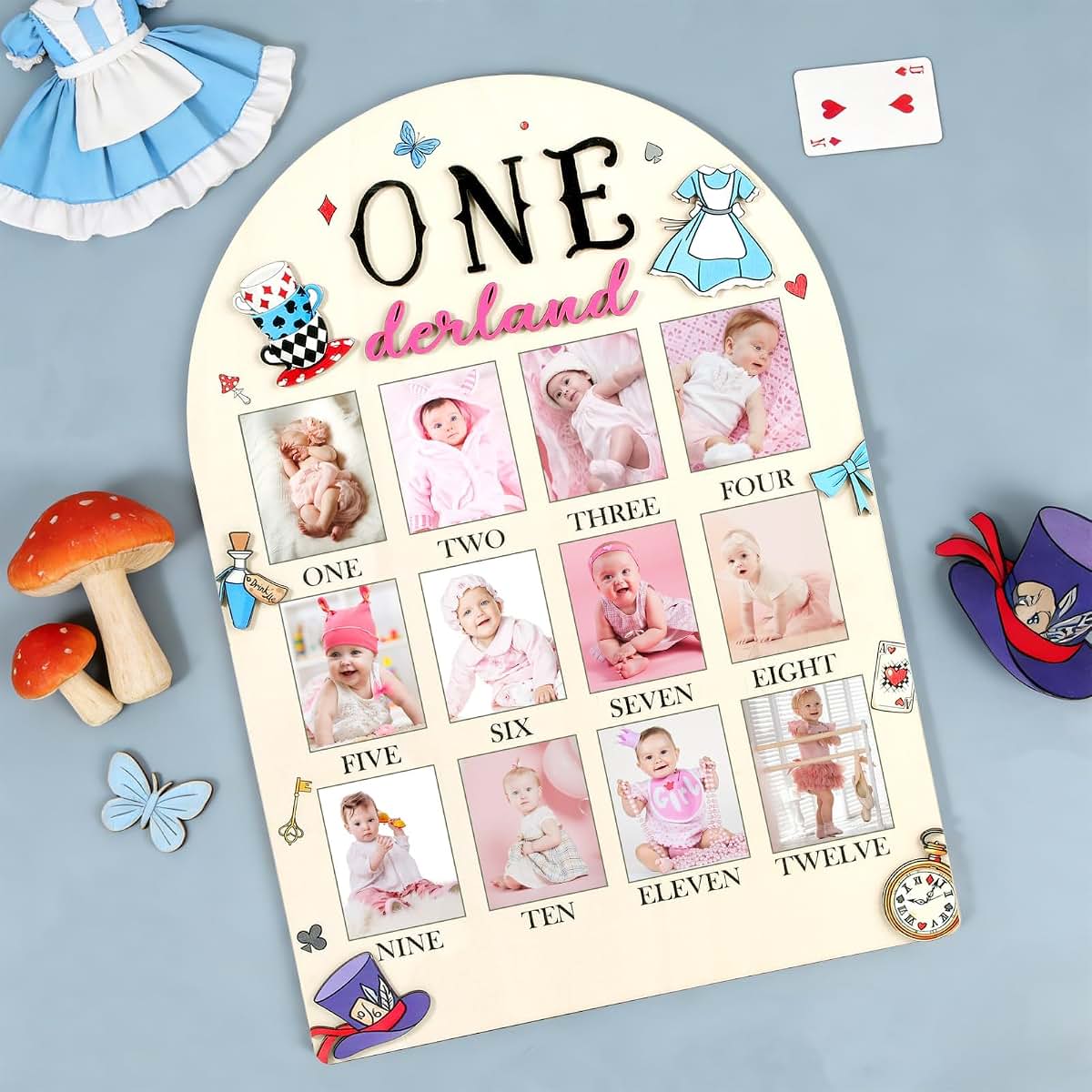 My First Year Photo Board 12 Month Wonderland Wood Board