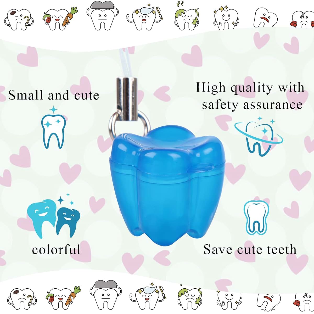 Ioffersuper 50-Piece Tooth Saver Necklaces, Tooth Necklace Little Box for Lost Teeth, Milk Teeth Storage Cases for