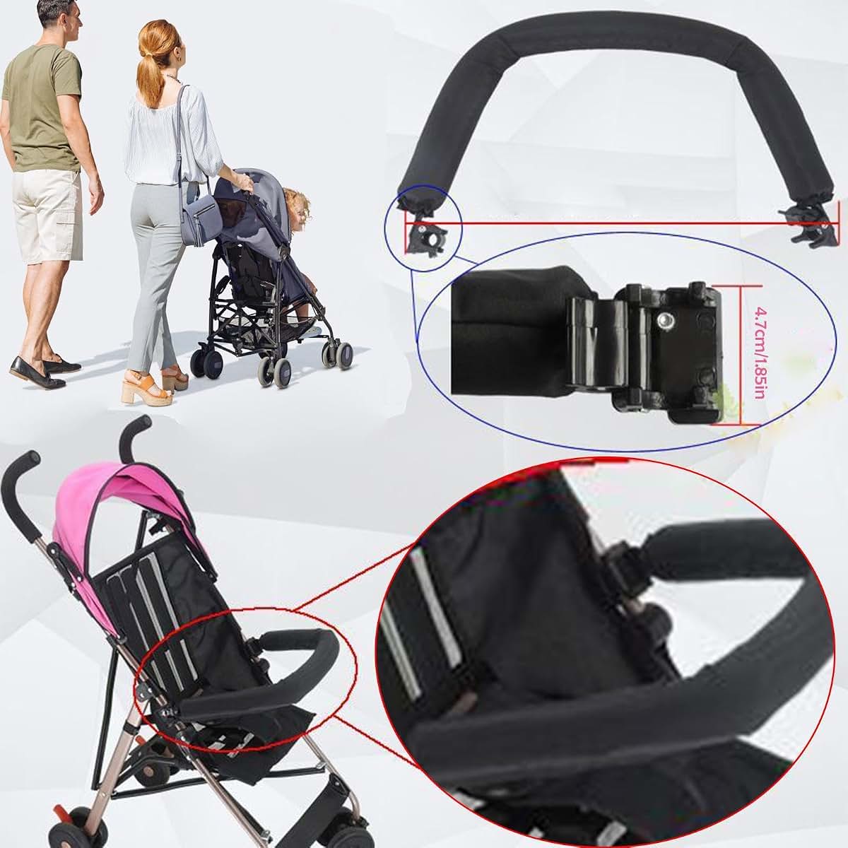 Stroller Snack Tray with Cup Holder, Adjustable Universal Bumper Bar
