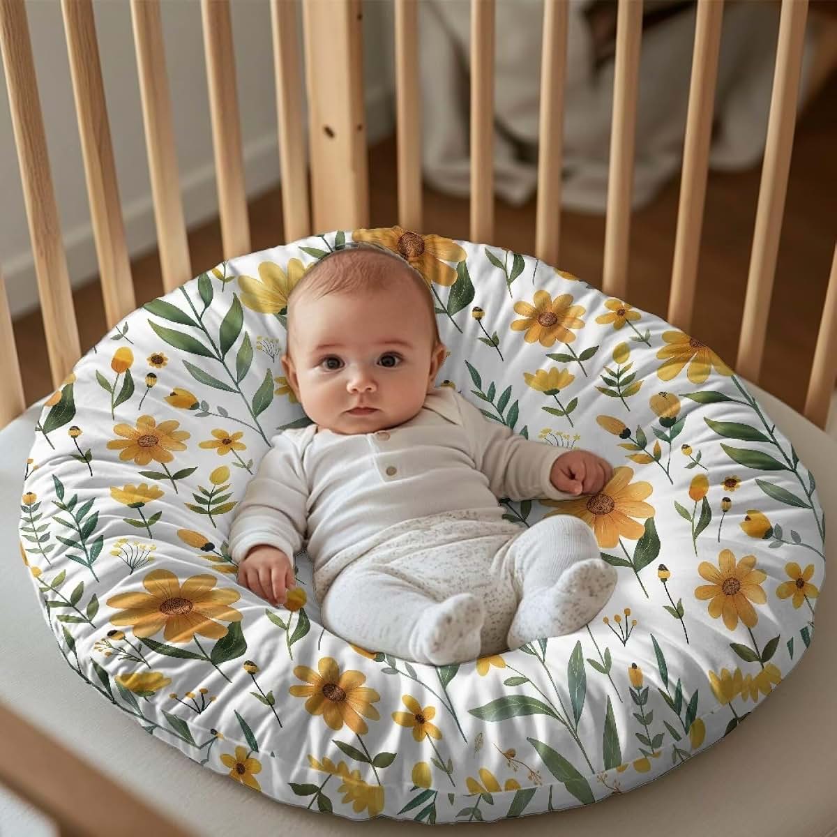 Qehuruxo Yellow Flowers Baby Nest Cover Reversible Removable