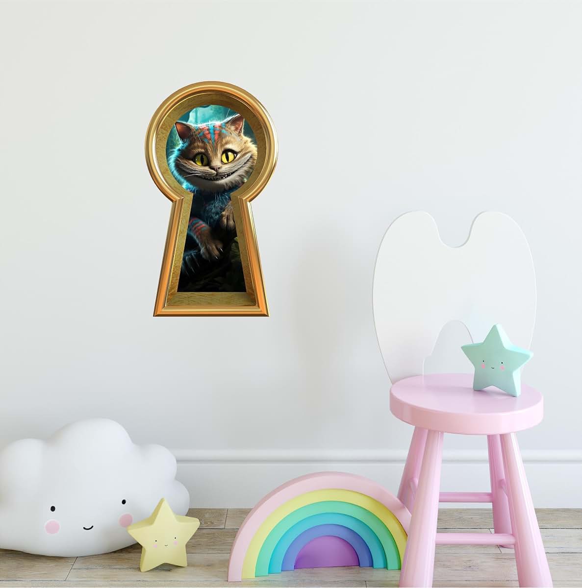 Stickit Graphix Cheshire Cat Keyhole Wall Decal 16-Inch Peel And Stick Decor