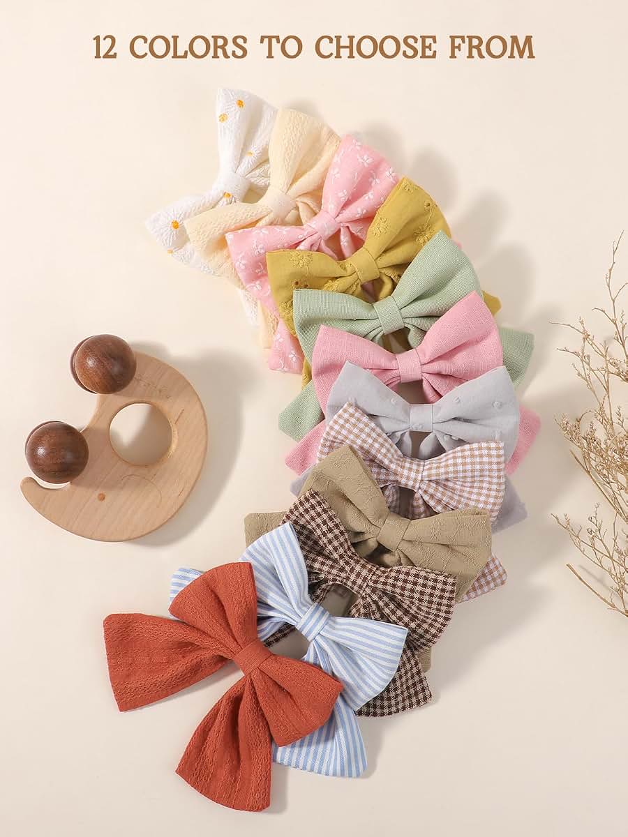 Jollybows 12-Piece Baby Girls Hair Clips - Fable Bow Accessories