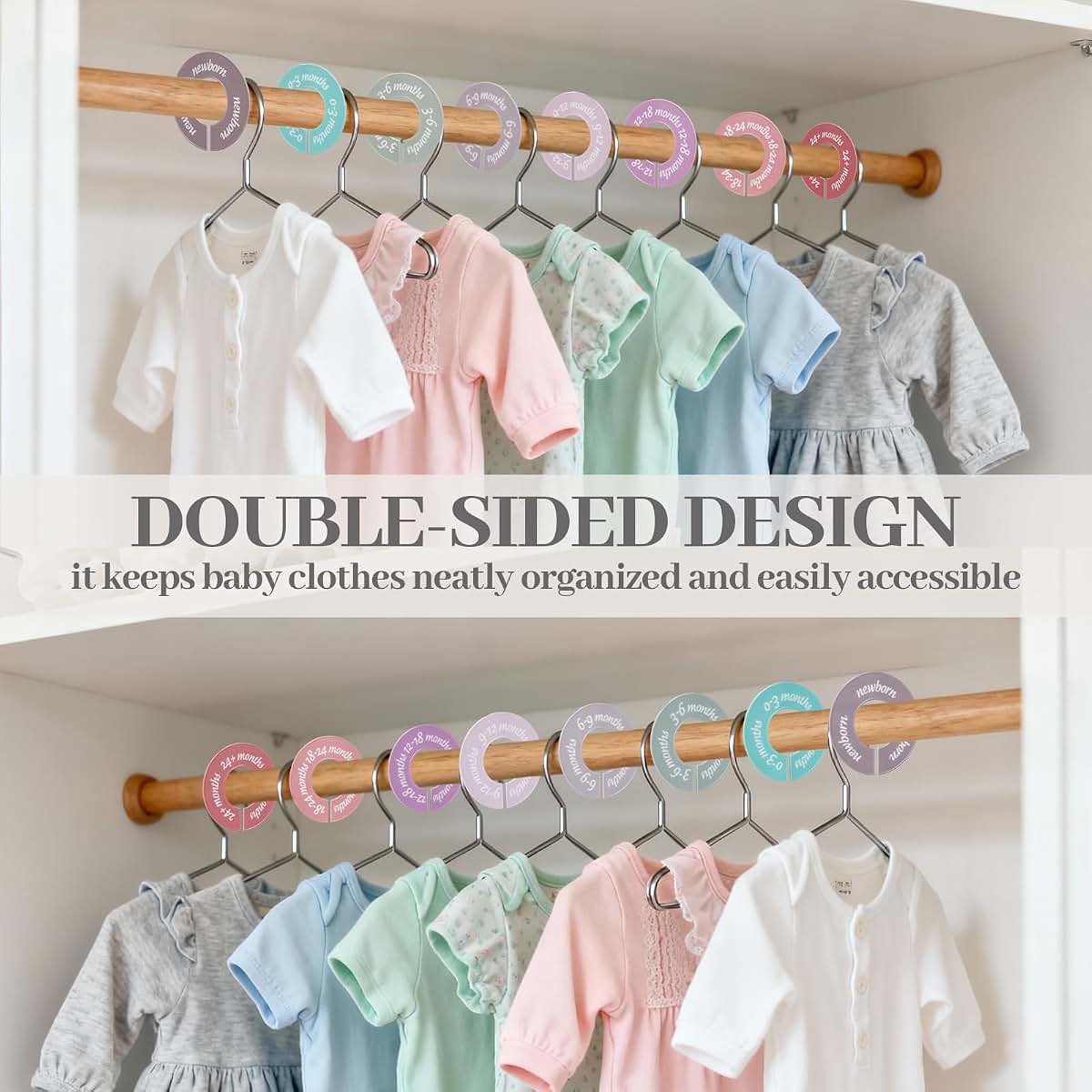 BabyOneStop 8 Pcs Baby Closet Dividers for NB-24 Months, Double-Sided Clothes Organizer