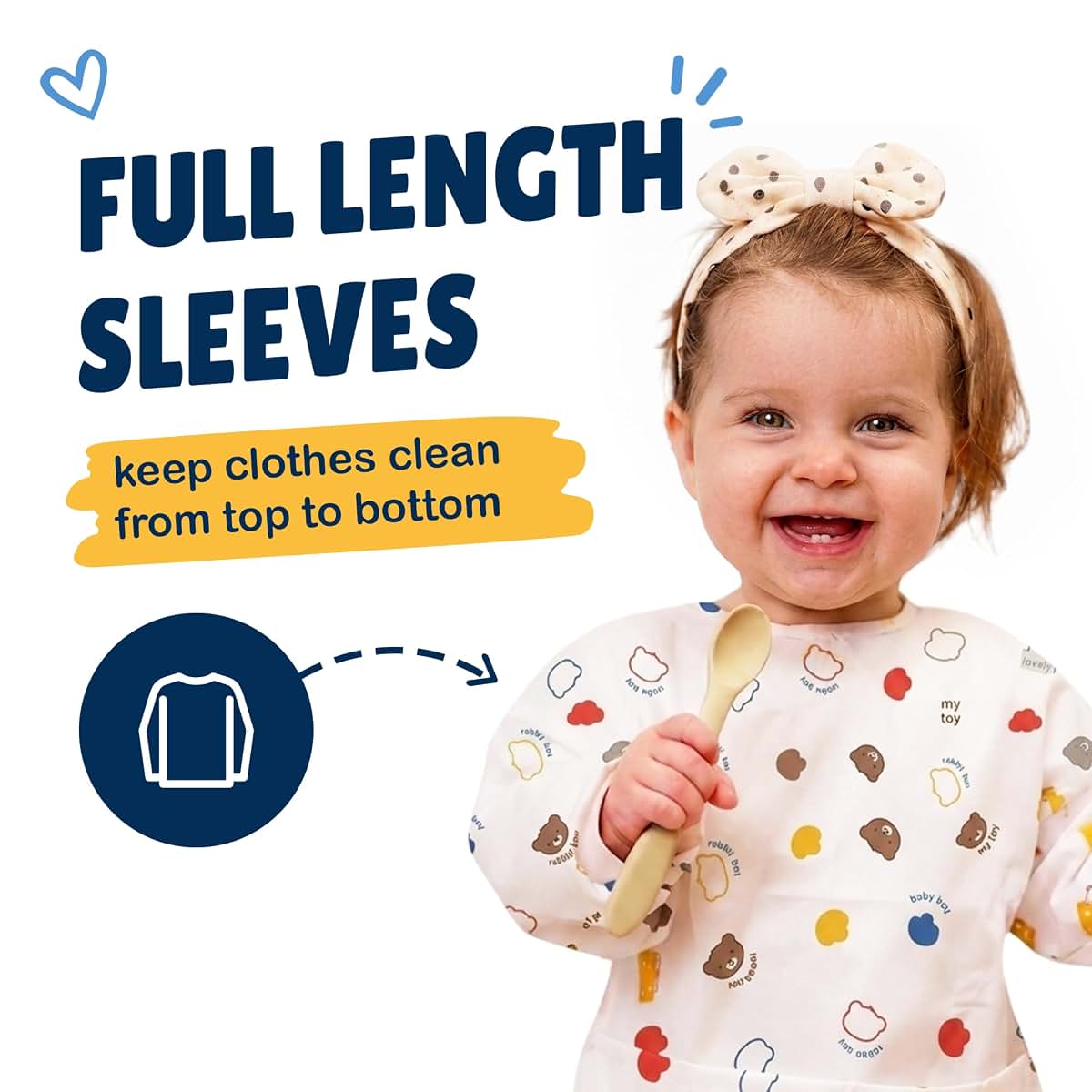 Waterproof Disposable Baby Bibs with Long Sleeves and Crumb Catcher