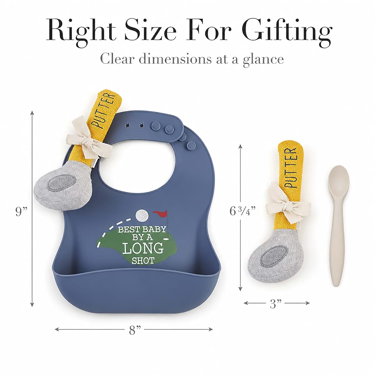 Mud Pie Silicone Baby Golf Bib and Rattle Set for Mealtime Play
