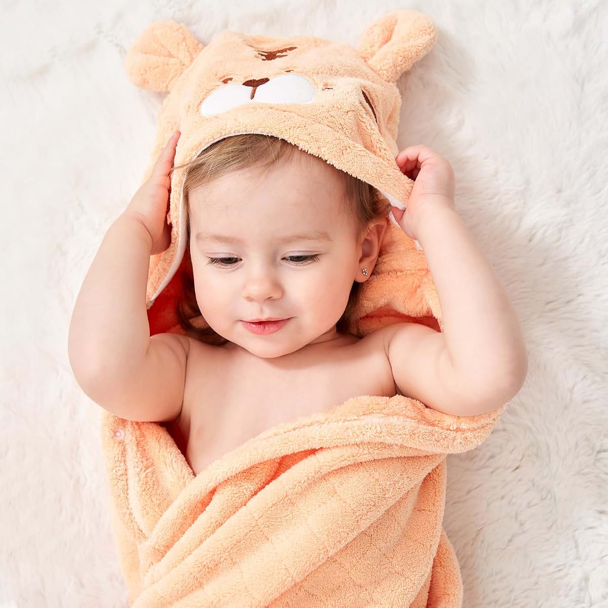 FUBANRAY Toddler Towels with Hood Kids Hooded Bath Towel Baby Hooded Towel for Toddlers 0-5 Years, 2-Pack Absorbent
