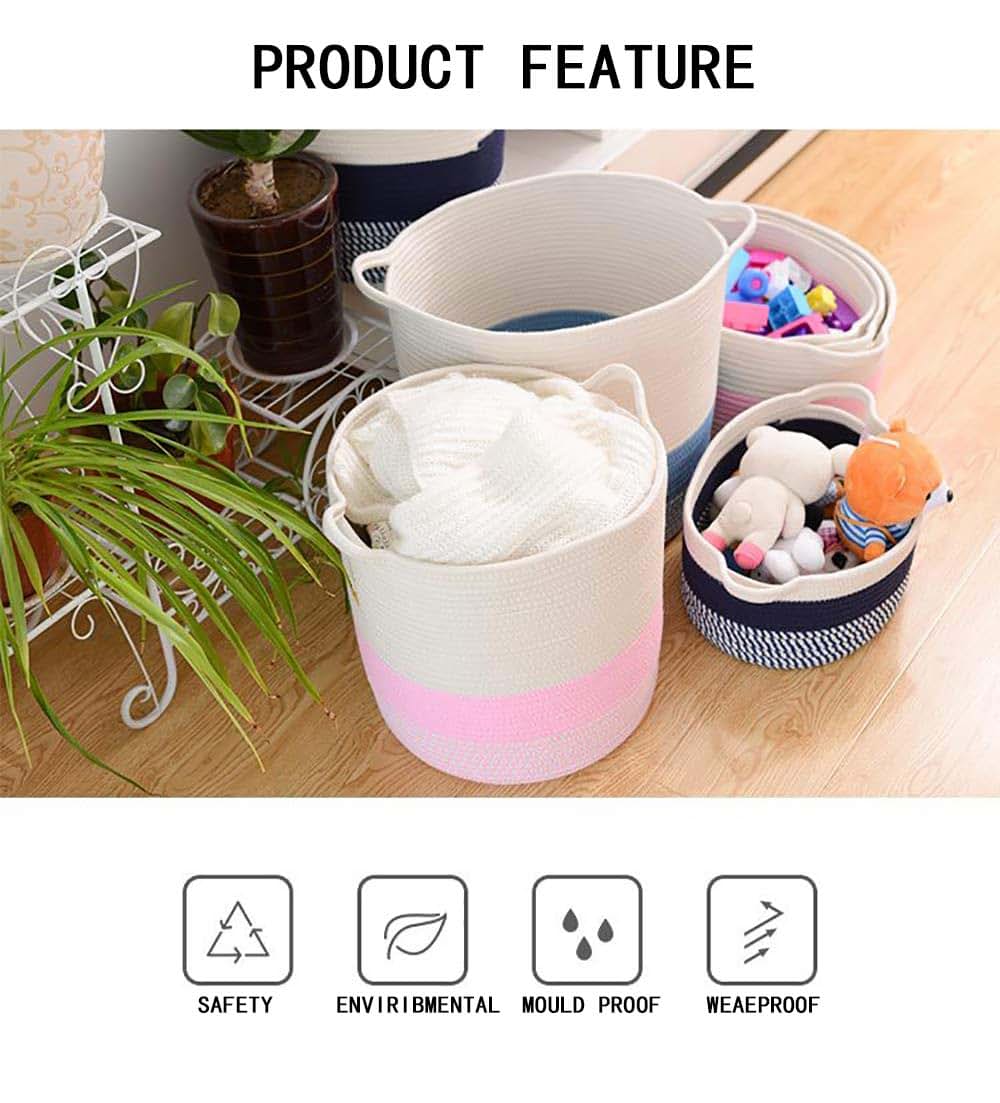 Cenme Cotton Rope Woven Storage Baskets for Nursery Organization