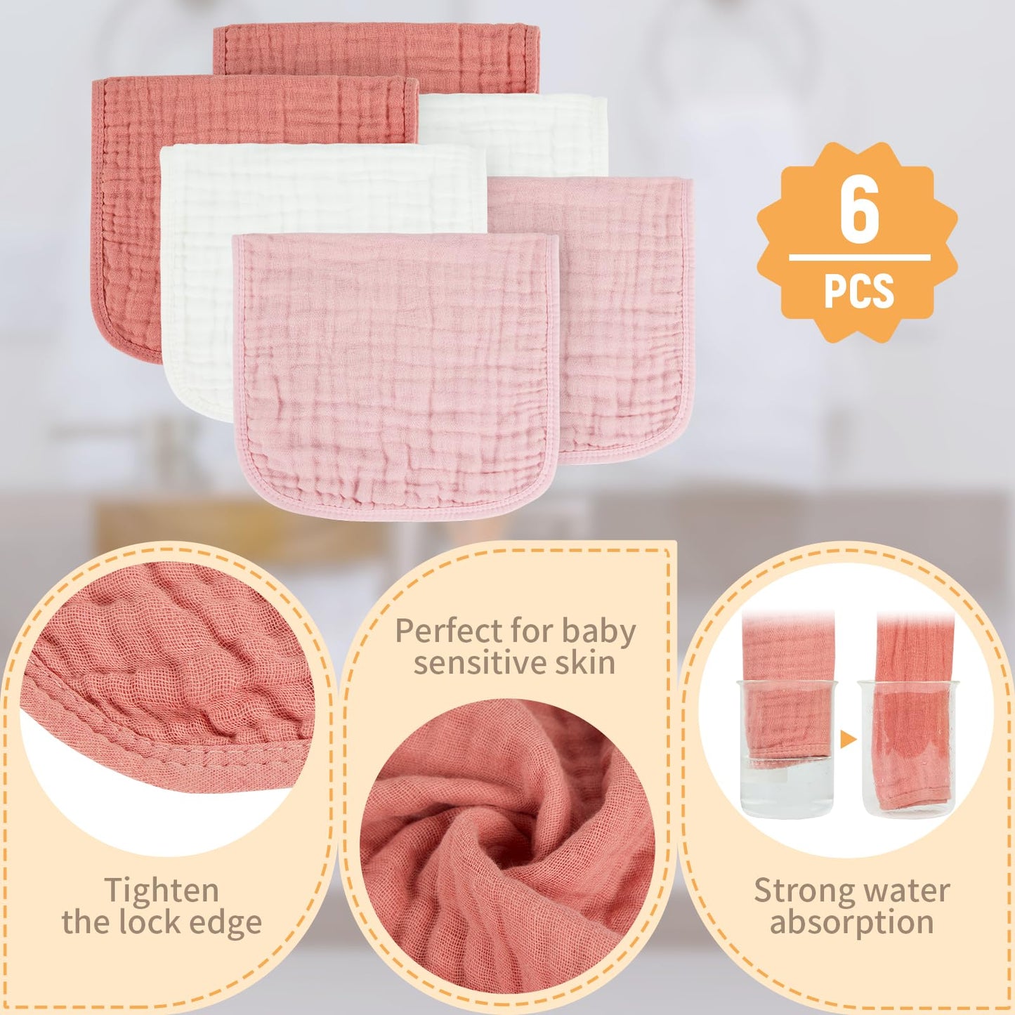 Migiol Muslin Burp Cloths 6-Pack