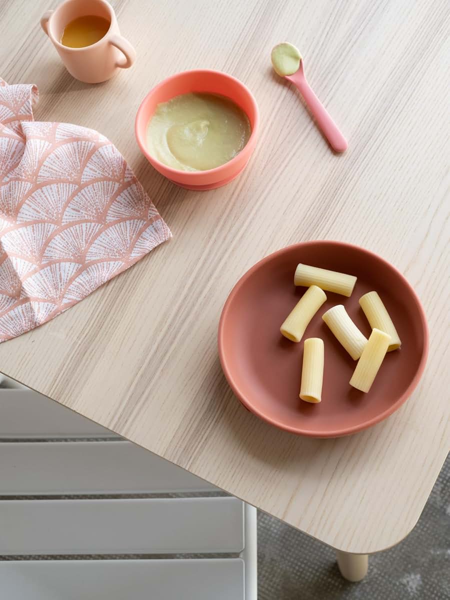 EKOBO Silicone Baby Plates with Suction Set, 2 Suction plates for Toddlers and Babys in Blush & Terracotta, High-Rim (photo 4)