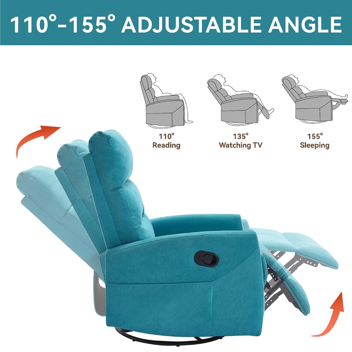 Zentrava 360° Swivel Glider Rocking Chair, Nursery & Living Room
