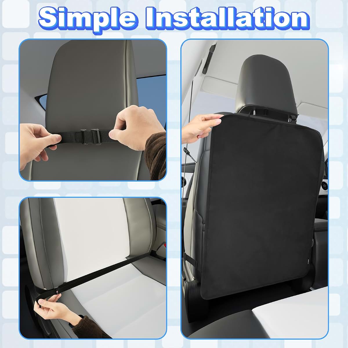 2 Pack Heavy Duty Kick Mats Back Seat Protectors for Kids, X-Large 28x20 Inch Nylon Car Seat Cover