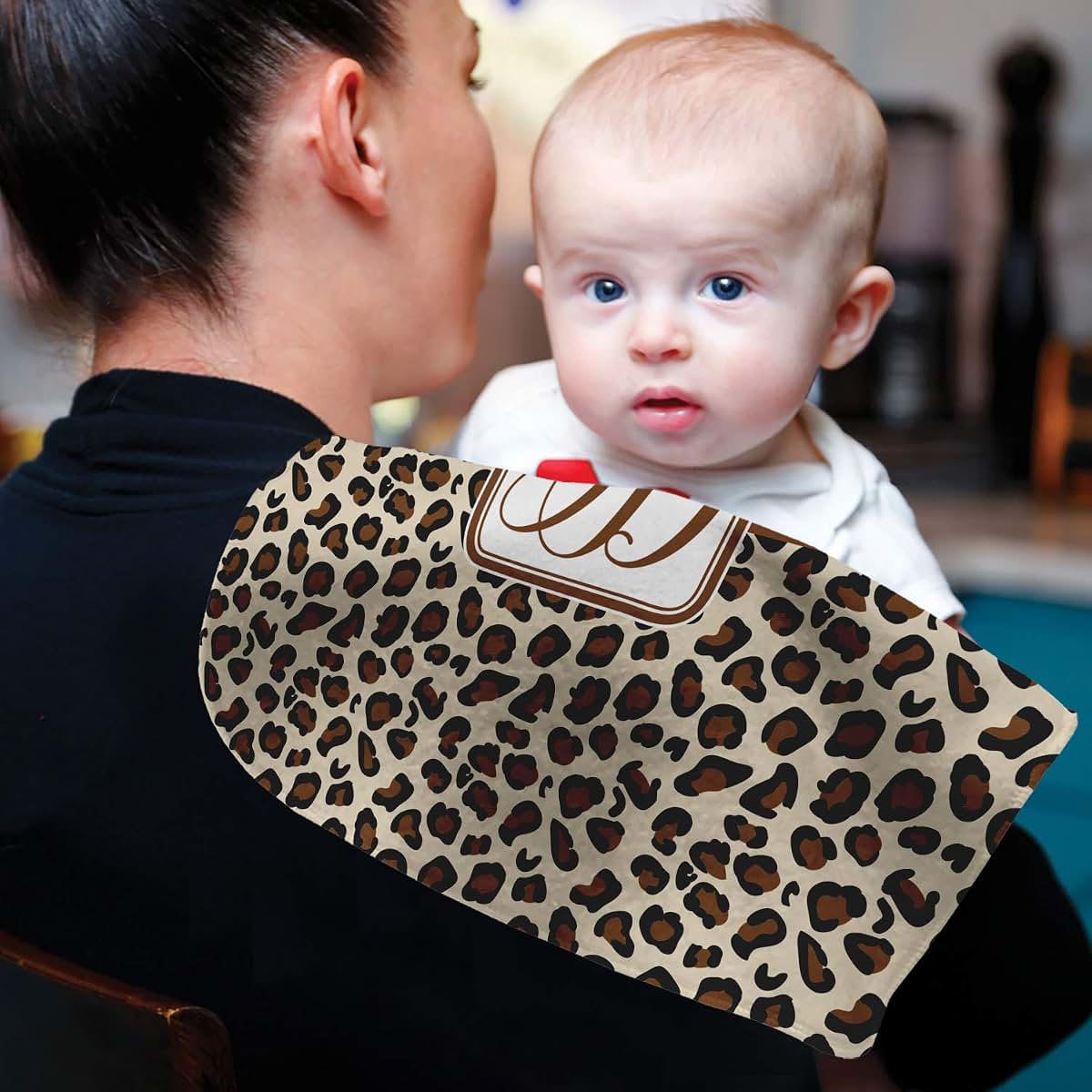 Baby Milano Leopard Print Burp Cloth - Fleece w/Name and Initial (photo 4)