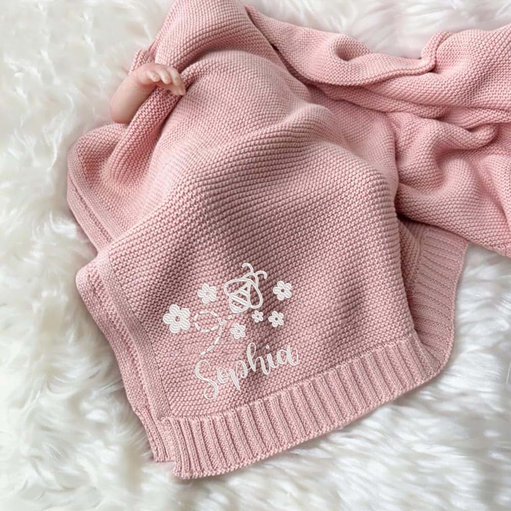 Noni Luxury Personalized Baby Blanket, Embroidery Gift for Baby Shower, Custom Knit Baby Blanket, Newborn Baby Gifts (photo 4)