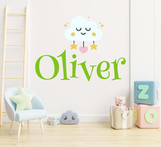BabyOneStop Personalized Girl Name With Cloud And Stars Wall Decal