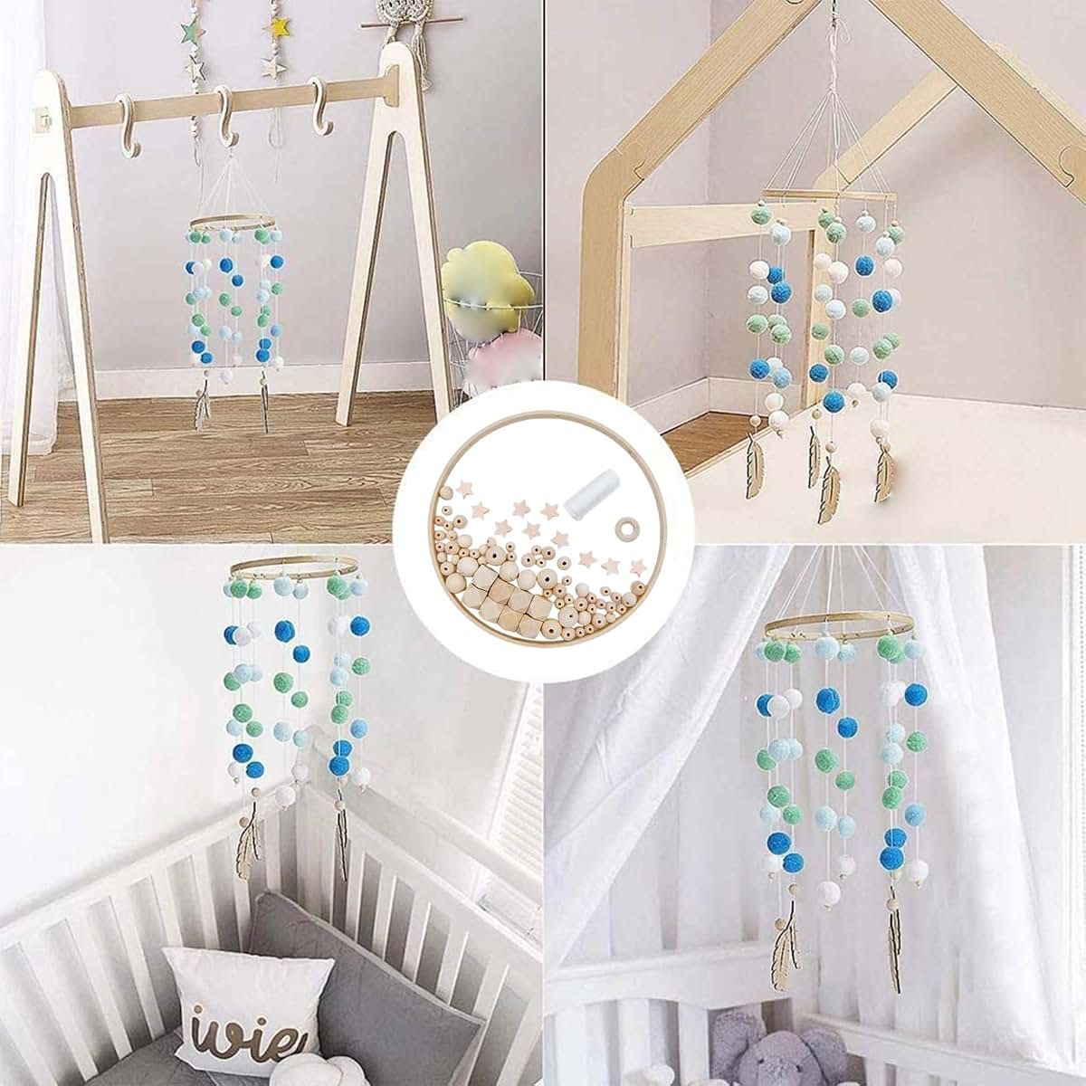 Monetais DIY Wooden Baby Crib Mobile with Bamboo Ring Beads (photo 4)