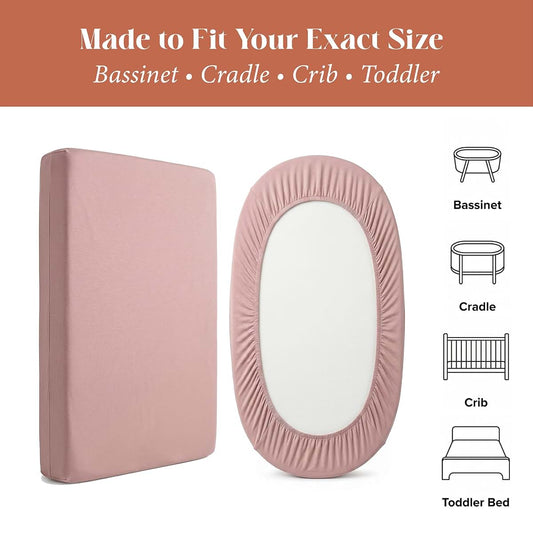 Ababy Custom Size Bamboo Jersey Fitted Sheet – Blush Pink