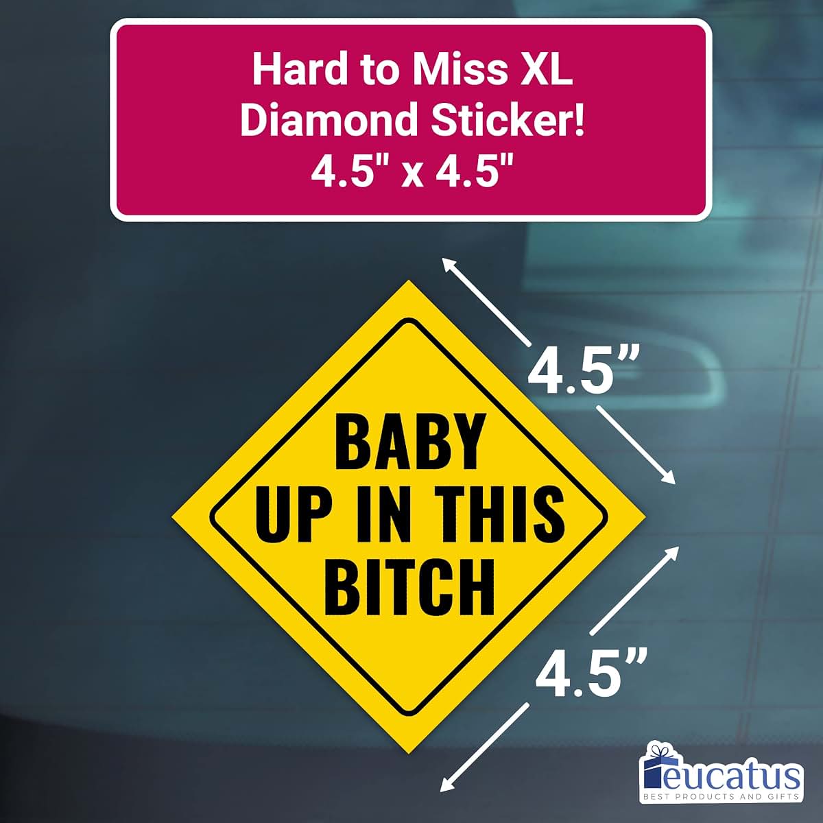 BabyOneStop Funny Baby Car Bumper Decal 4.5x4.5 Inch Diamond Vinyl