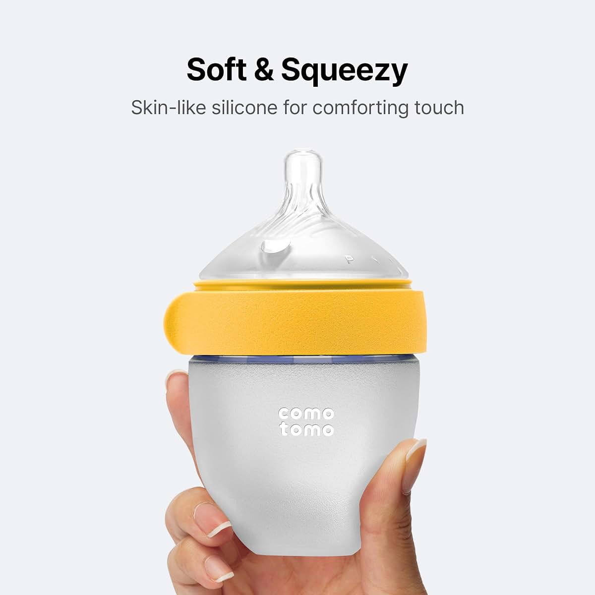 Comotomo Silicone Baby Bottle Gen 2 5oz True Slow-Flow, Yellow