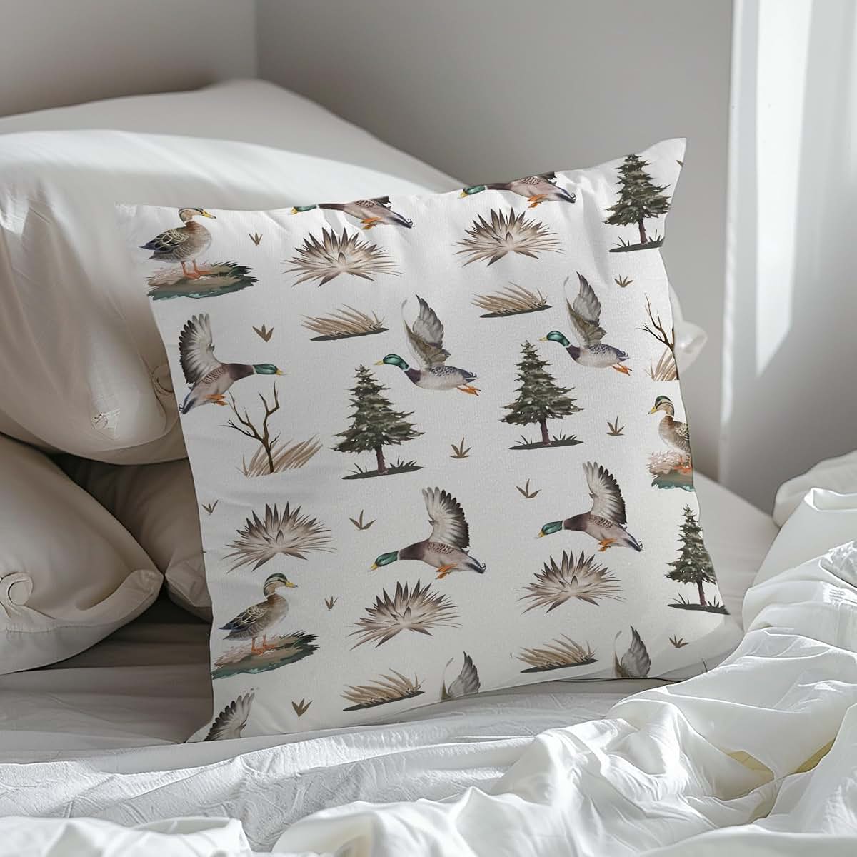 Hwmmbh Mallard Duck Decorative Nursery Pillowcase, 12''x12''