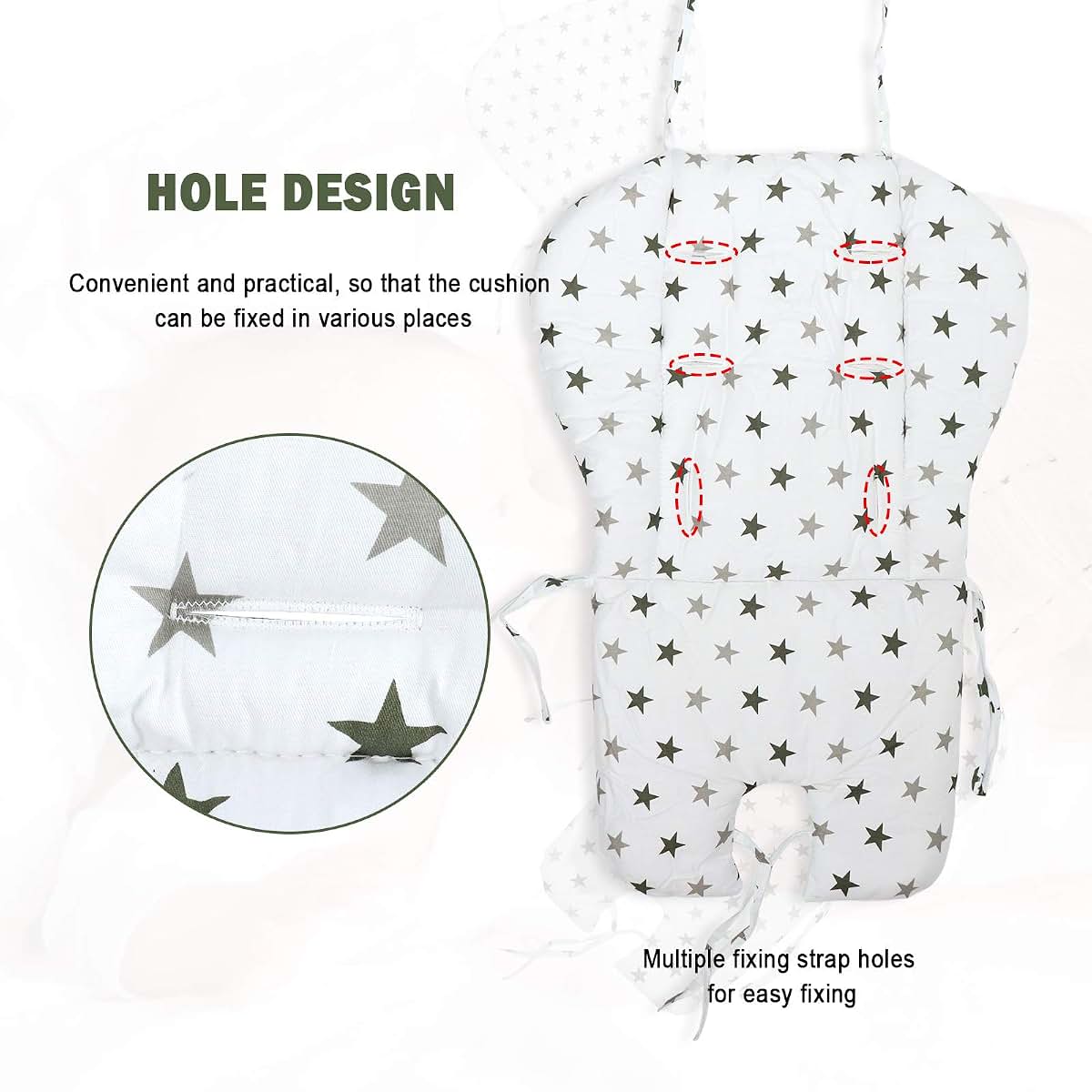 High Chair Pad Cushion Cover for Baby Dining Chairs with Star Pattern
