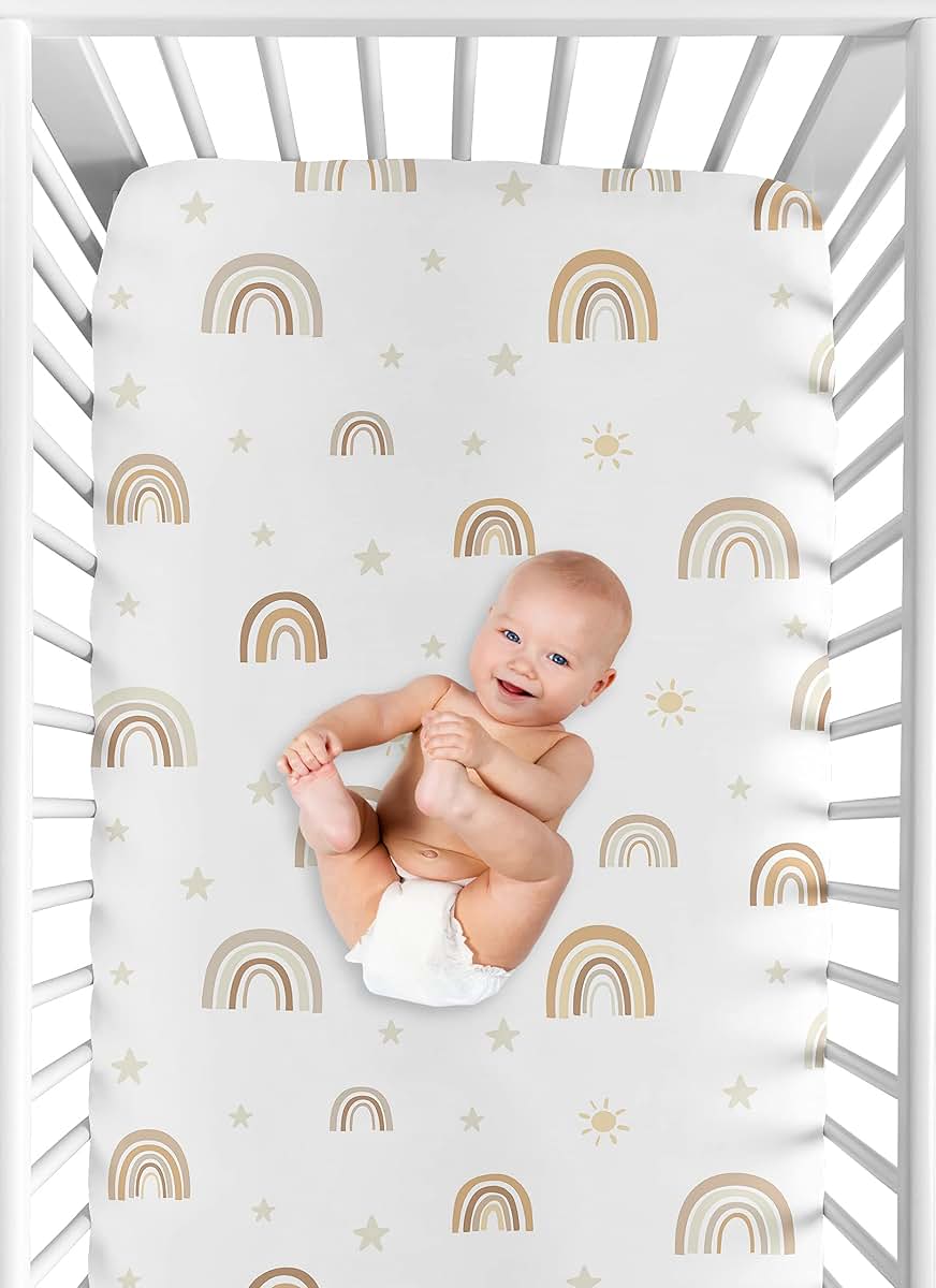 Sweet Jojo Designs Boho Rainbow Crib Sheet for Baby or Toddler Nursery