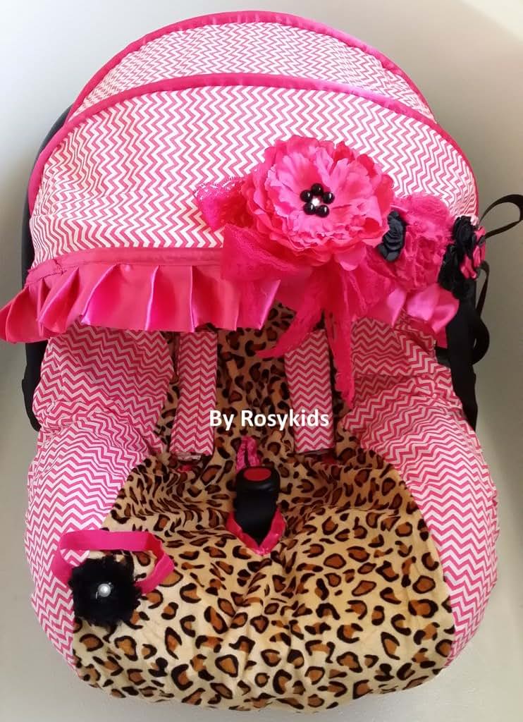 Rosy Kids Infant Car Seat Canopy Cover Kit - Cheetah Print Hot Pink (photo 2)