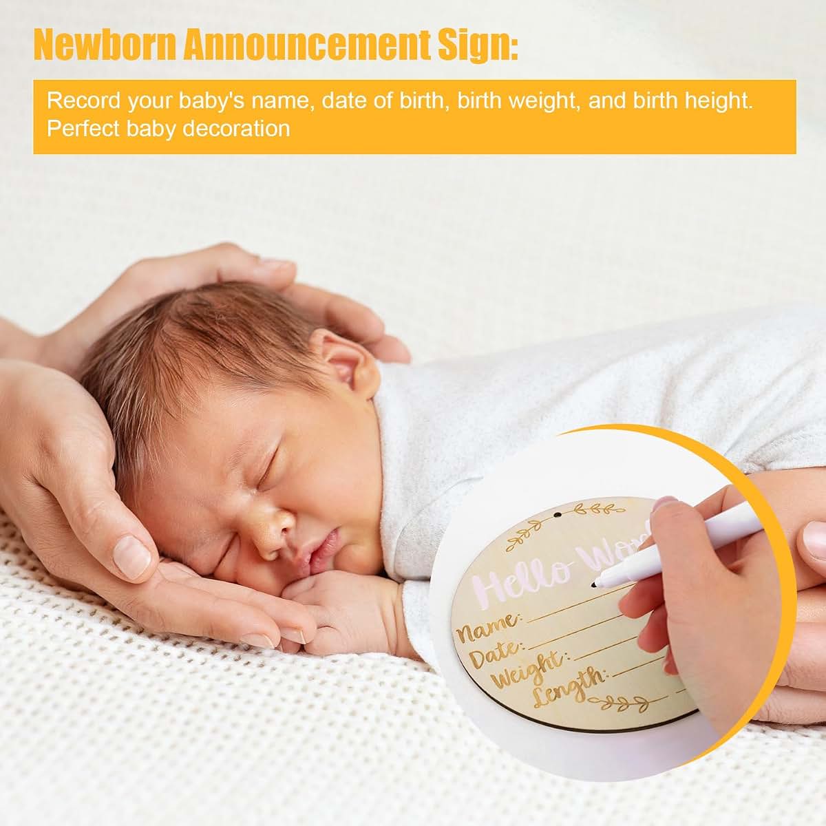 Hello World Newborn Sign Plaque for Baby Showers and Nursery Decor