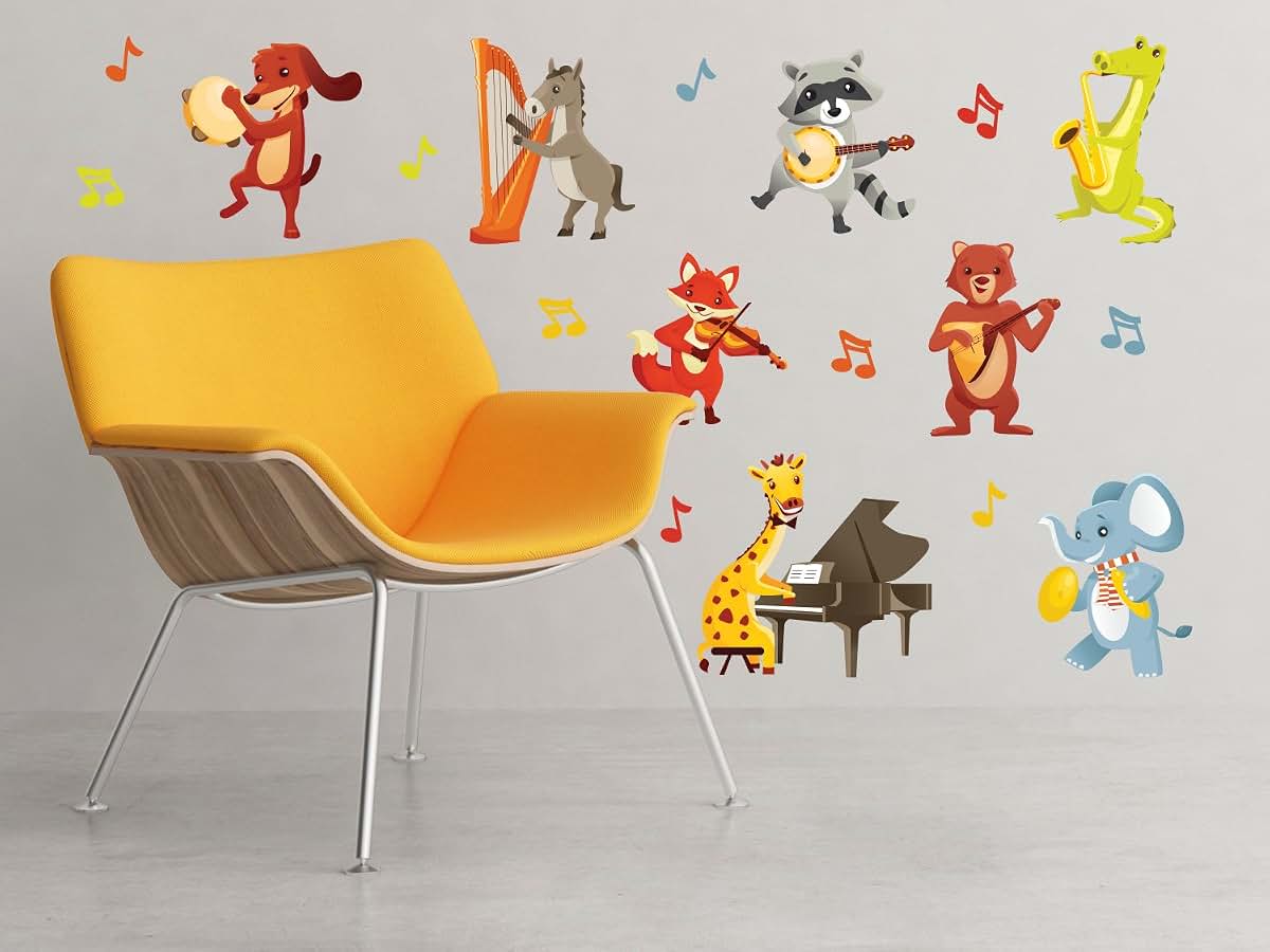 Sunny Decals Musical Animals Fabric Wall Decals Set