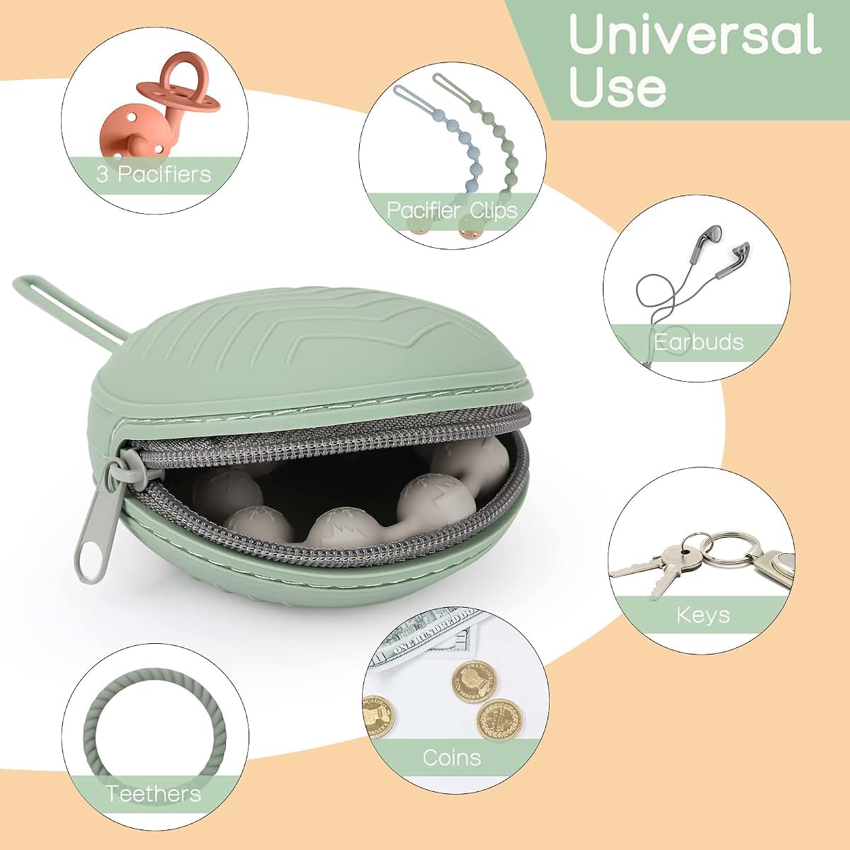 Nupoopy Silicone Pacifier Holder Case for Newborns