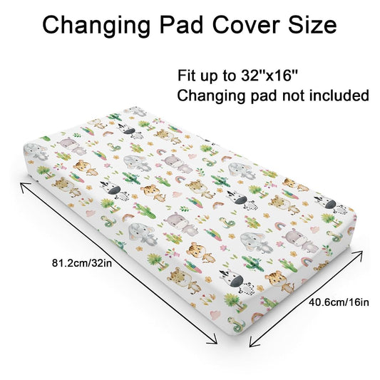 BabyOneStop African Safari Animals Changing Pad Cover for Standard 32x16 Inch Pads