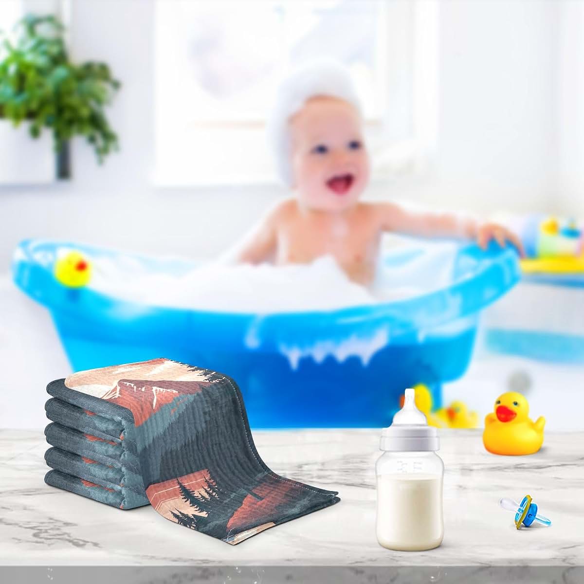 Wellday Muslin Cotton Baby Washcloths for Newborn Bathing
