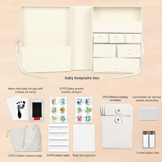 Wintc Baby Keepsake Box With Milestone Stickers