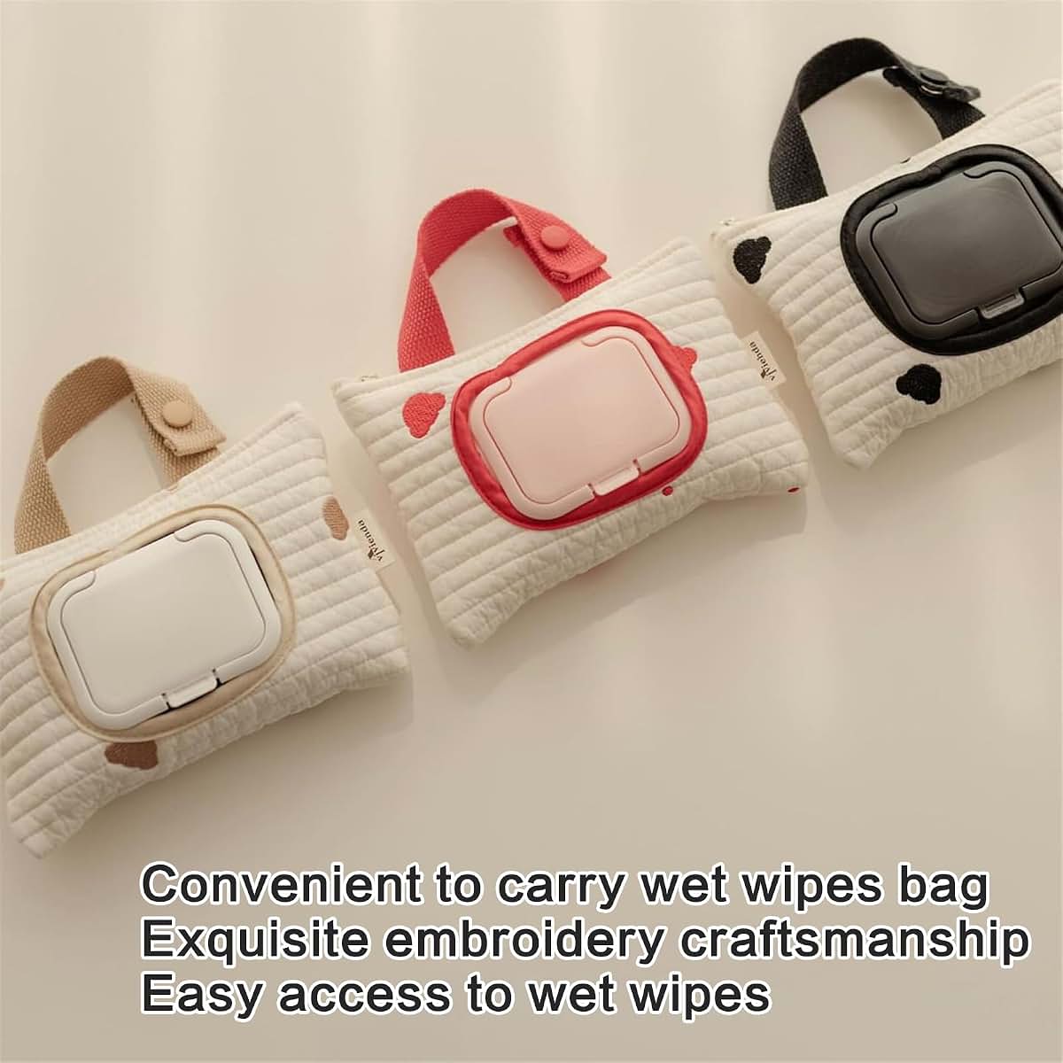 Blulily Embroidered Bear Stroller Wet Wipe Pouch - Red 1 (photo 4)